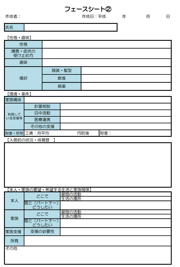 フェイスシート